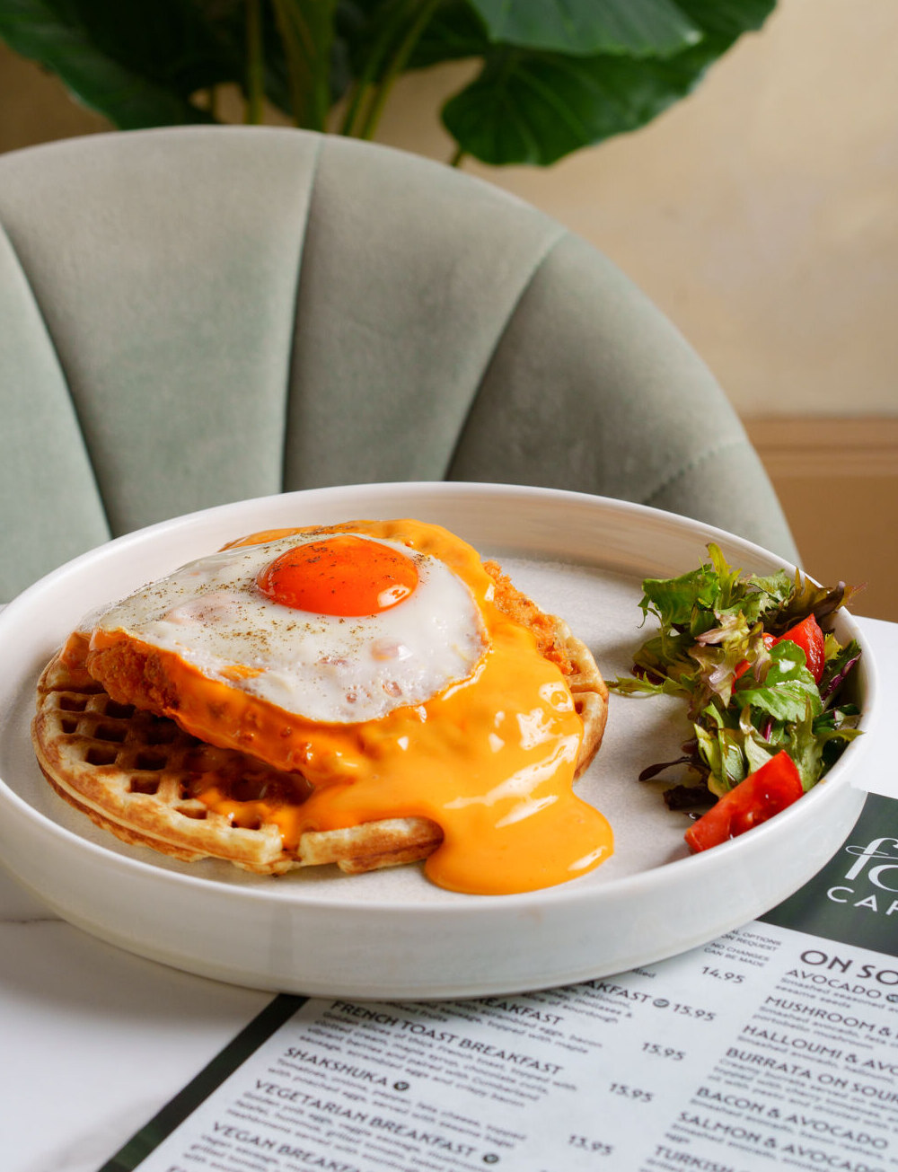 Chicken and waffle brunch