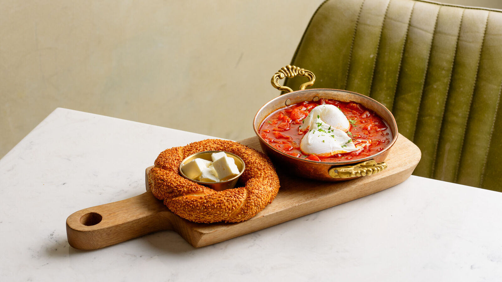 Shakshuka served with simit at Fabrice Brasserie, Milton Keynes
